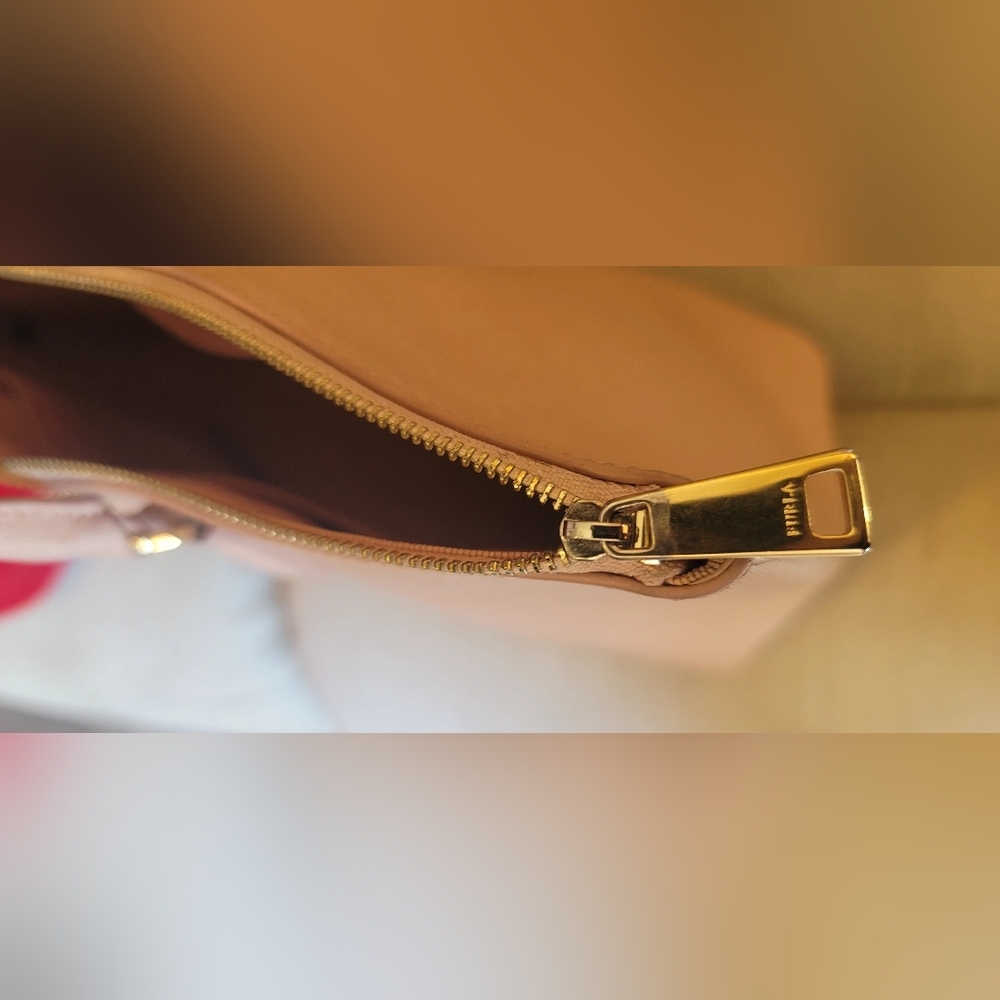 Furla Leather Tote Bag Pink Zip Up Saffino Leather Bottom Studs Large Structured - Picture 15 of 16